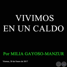 VIVIMOS EN UN CALDO - Por MILIA GAYOSO-MANZUR - Viernes, 20 de Enero de 2017